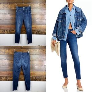 MOTHER The Looker Fray Ankle Dark Blue Skinny Jeans Size 25